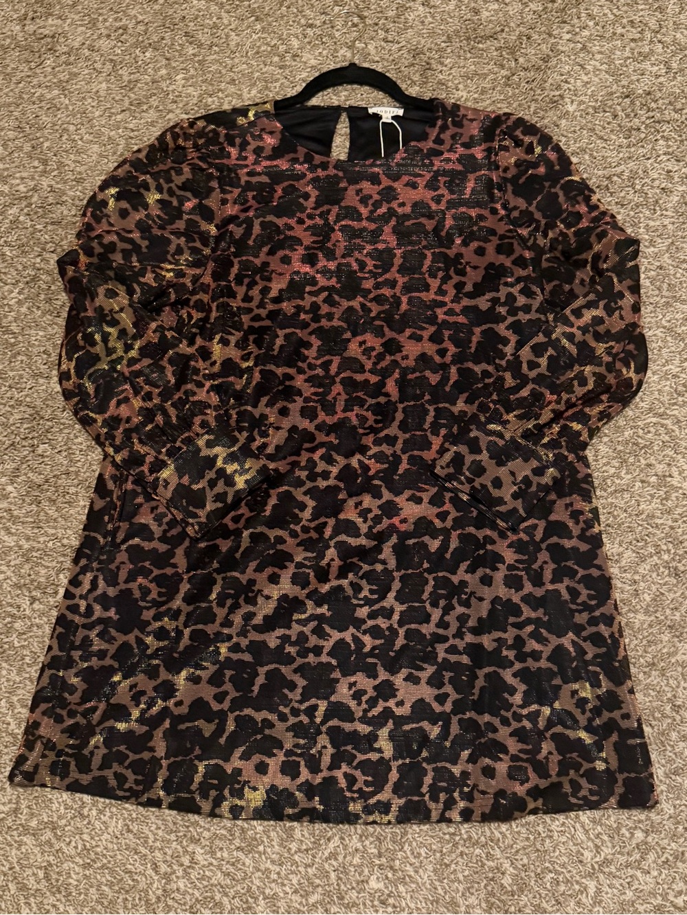 Leopard Print Long Sleeve Dress in Brown and Black
